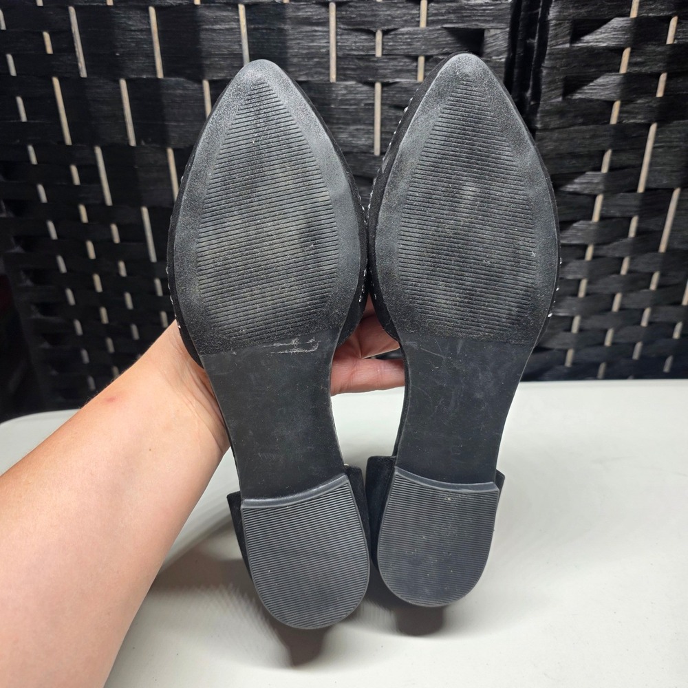 Isaac Mizrahi New York Black Studded DOrsay Pointed Toe Flats Shoes Women's 9.5 - Picture 3 of 8